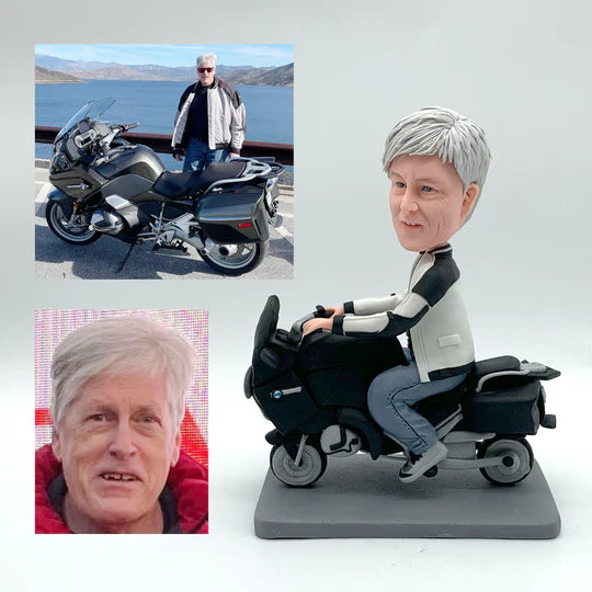 Custom Figurine with Motorbike – Personalized Motorcycle or Scooter Figurine