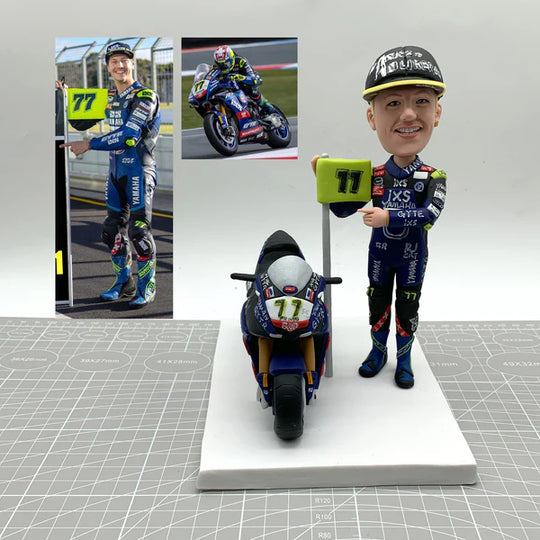 Custom Figurine with Motorbike – Personalized Motorcycle or Scooter Figurine