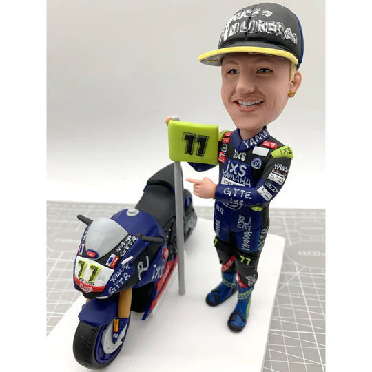 Custom Figurine with Motorbike – Personalized Motorcycle or Scooter Figurine