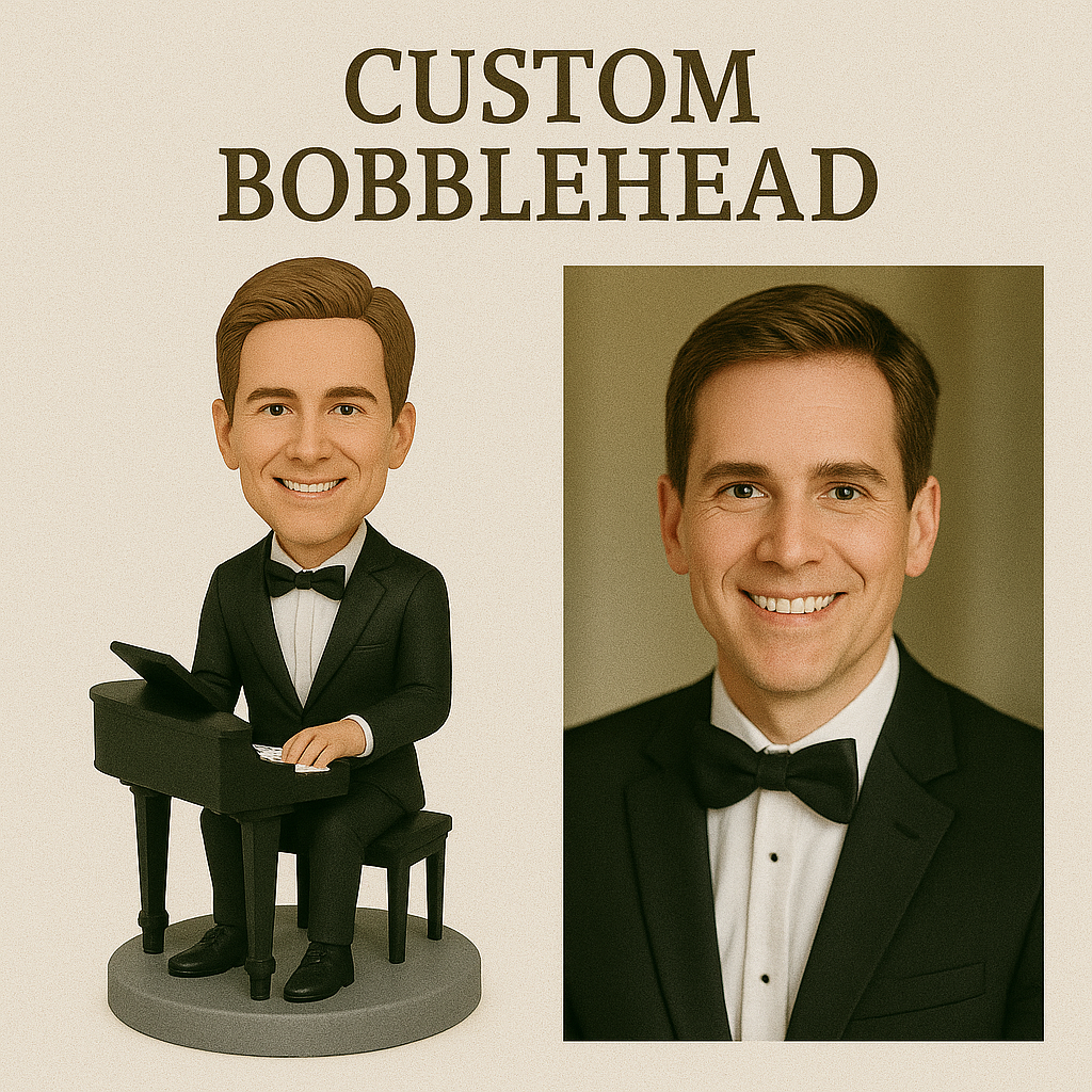 Custom Pianist Bobblehead – Personalized Musician Figurine Gift for Piano Lovers