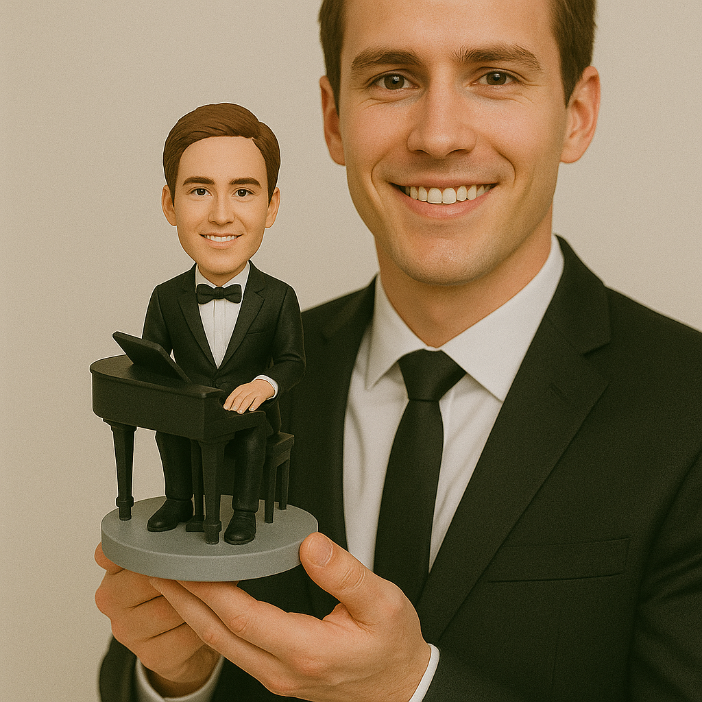 Custom Pianist Bobblehead – Personalized Musician Figurine Gift for Piano Lovers