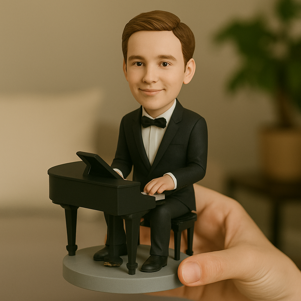 Custom Pianist Bobblehead – Personalized Musician Figurine Gift for Piano Lovers