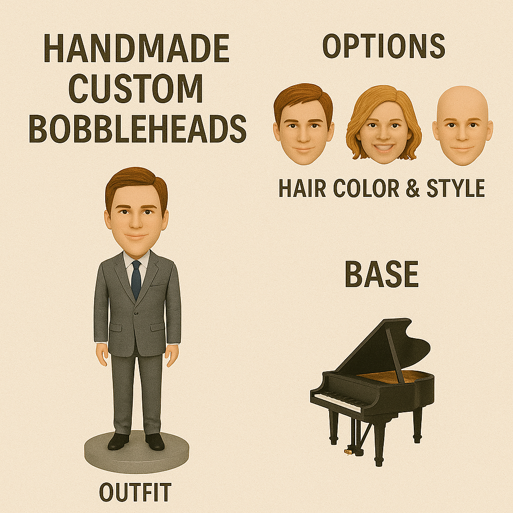 Custom Pianist Bobblehead – Personalized Musician Figurine Gift for Piano Lovers