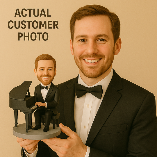 Custom Pianist Bobblehead – Personalized Musician Figurine Gift for Piano Lovers