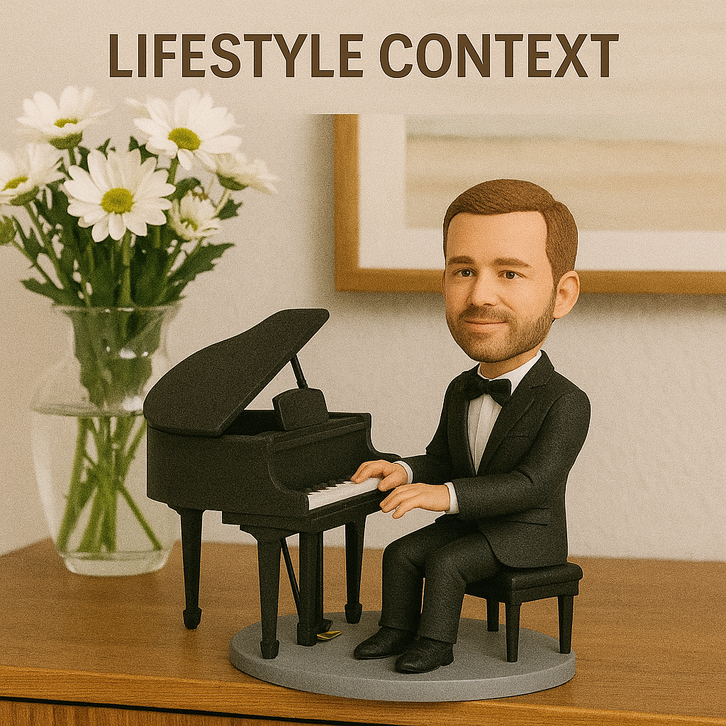 Custom Pianist Bobblehead – Personalized Musician Figurine Gift for Piano Lovers