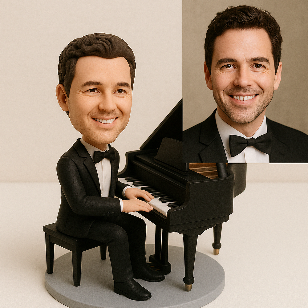 Custom Pianist Bobblehead – Personalized Musician Figurine Gift for Piano Lovers