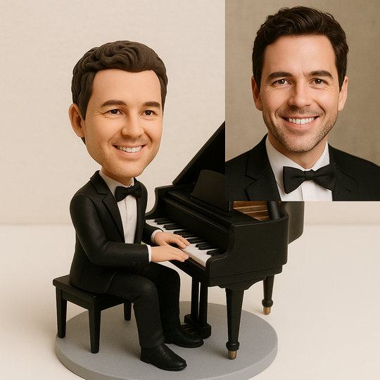 Custom Pianist Bobblehead – Personalized Musician Figurine Gift for Piano Lovers