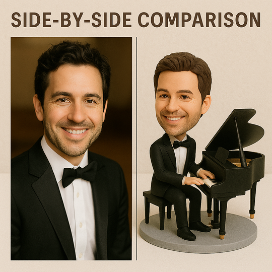 Custom Pianist Bobblehead – Personalized Musician Figurine Gift for Piano Lovers