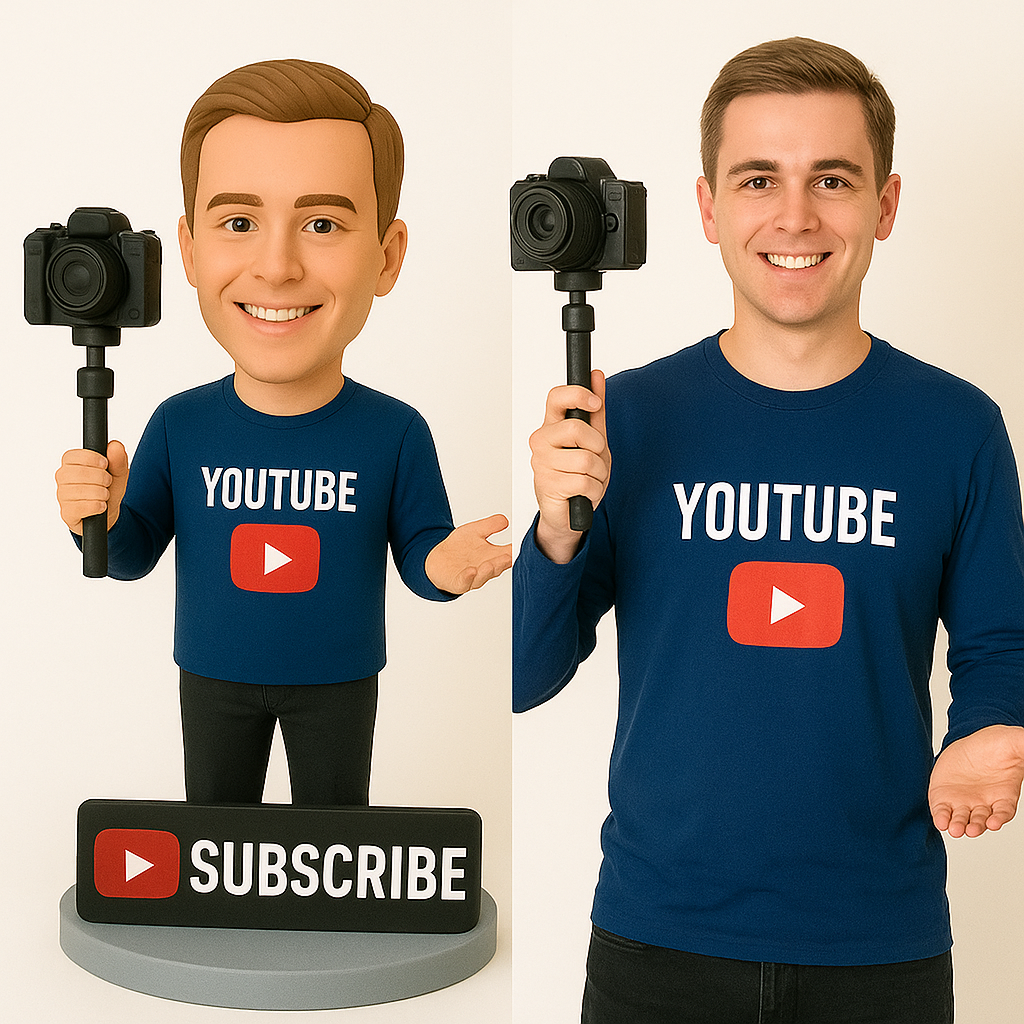 Custom YouTuber Bobblehead – Personalized Figurine Gift for Content Creators, Streamers & Fans
