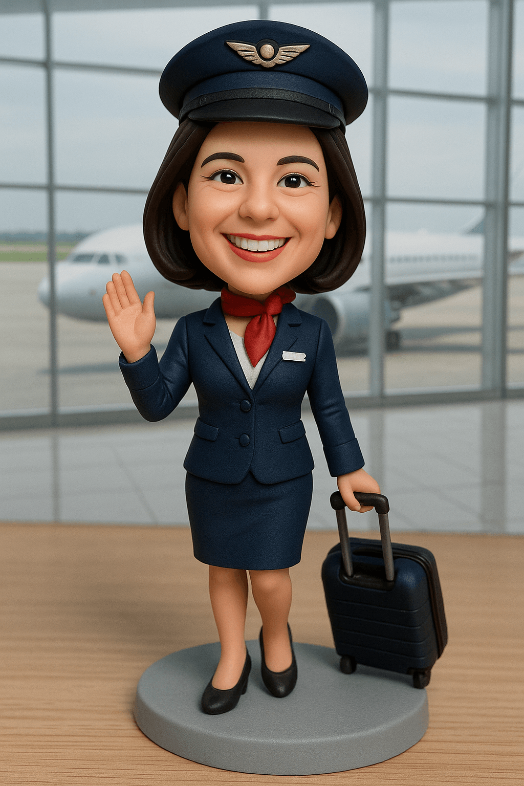 Custom Bobble Head Mini Figurine Flight Attendance Cabin Crew Gift Customized