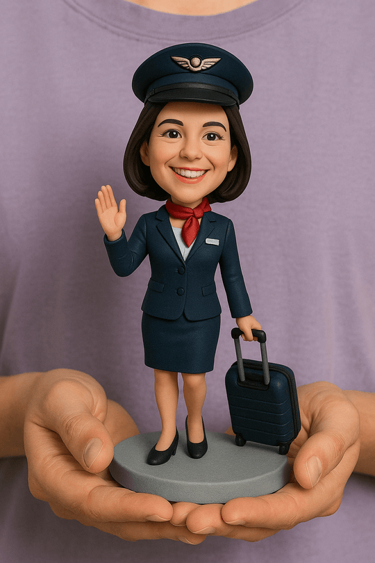 Custom Bobble Head Mini Figurine Flight Attendance Cabin Crew Gift Customized