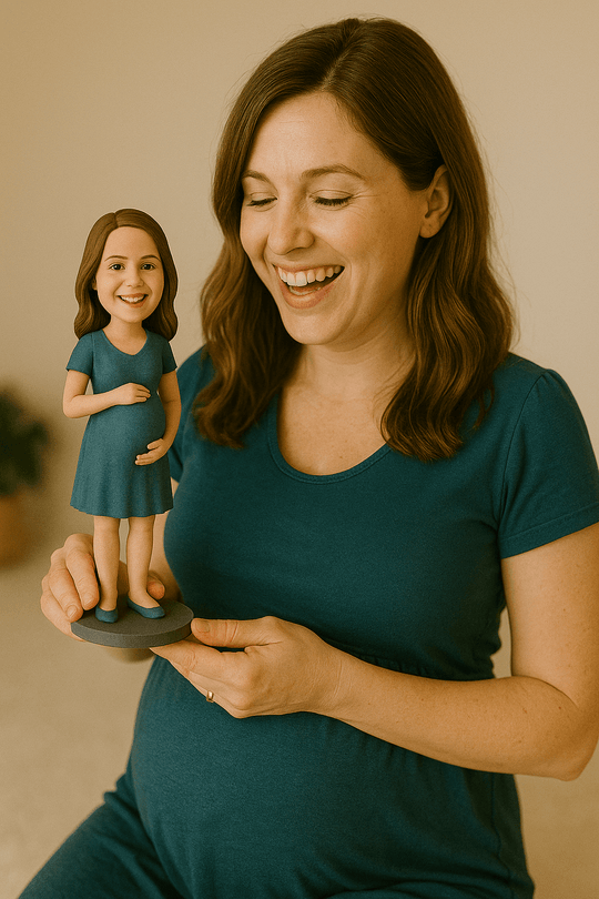 Custom Bobble Head Mini Figurine Pregnancy Mum to be