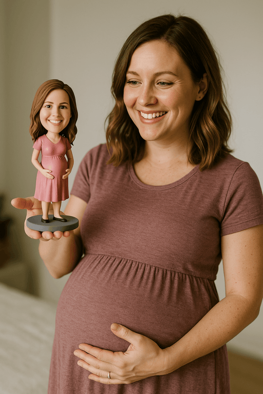 Custom Bobble Head Mini Figurine Pregnancy Mum to be