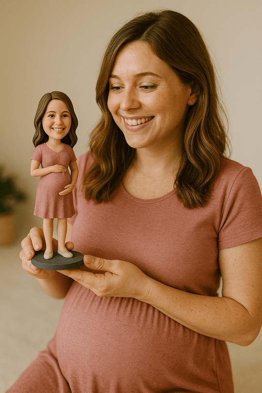 Custom Bobble Head Mini Figurine Pregnancy Mum to be