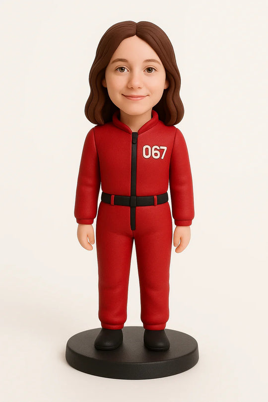 Custom Squid Game Female Bobblehead - Handmade Polymer Clay Figurine Based on Your Photo