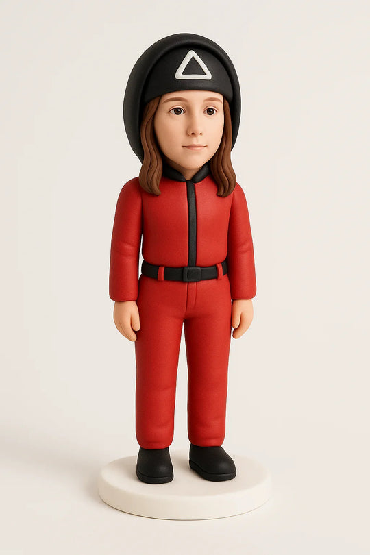 Custom Squid Game Female Bobblehead - Handmade Polymer Clay Figurine Based on Your Photo