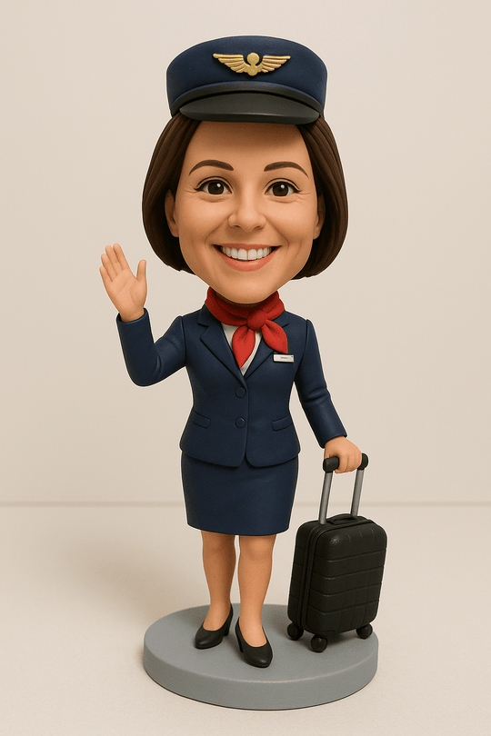 Custom Bobble Head Mini Figurine Flight Attendance Cabin Crew Gift Customized