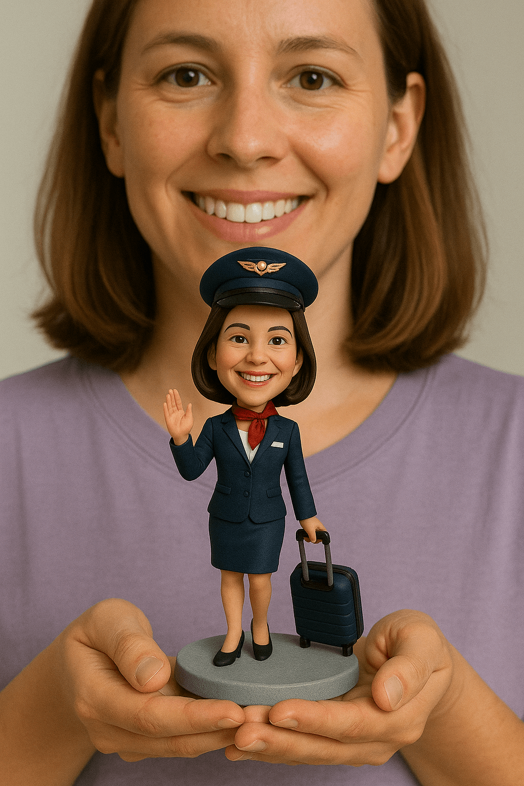 Custom Bobble Head Mini Figurine Flight Attendance Cabin Crew Gift Customized