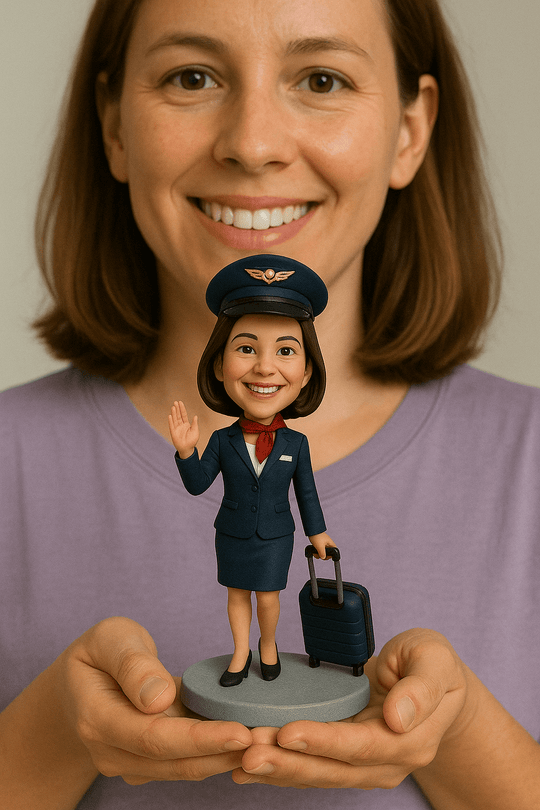 Custom Bobble Head Mini Figurine Flight Attendance Cabin Crew Gift Customized