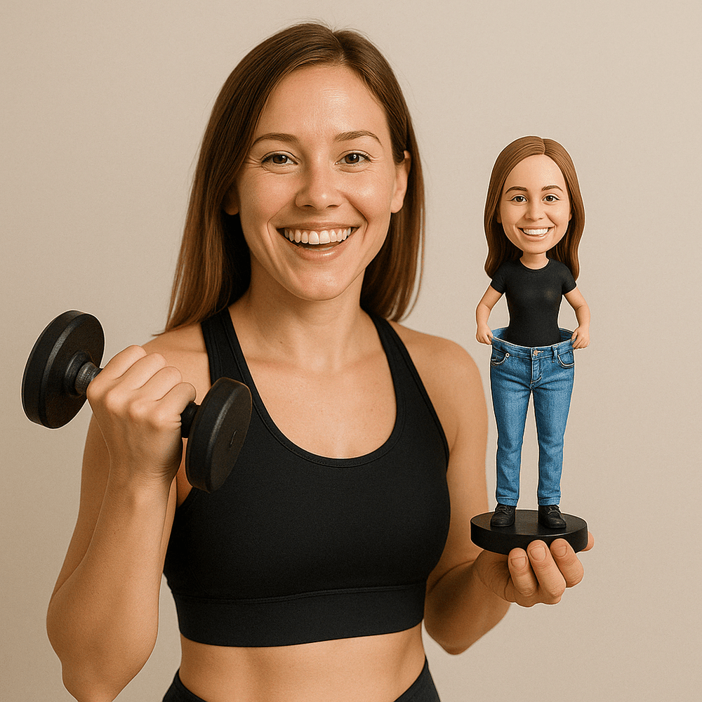 Custom Bobble Head Mini Figurine Weight Loss Journey