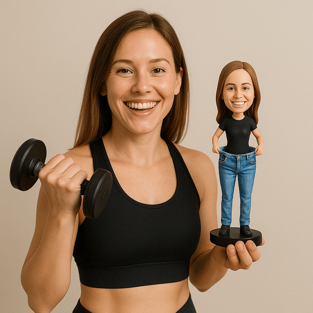 Custom Bobble Head Mini Figurine Weight Loss Journey