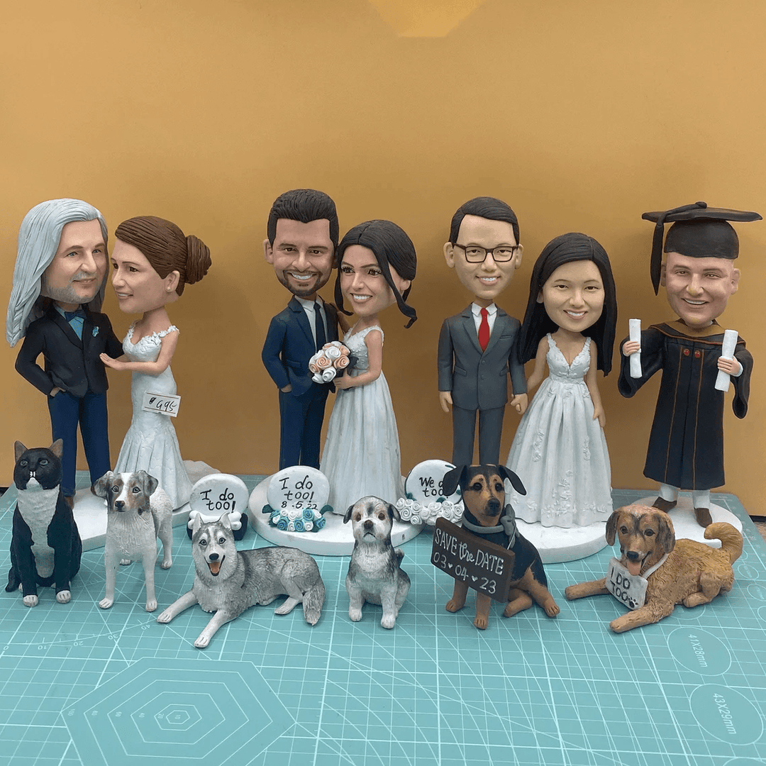 Custom Bobble Head Mini Figurine Old Couple Customized