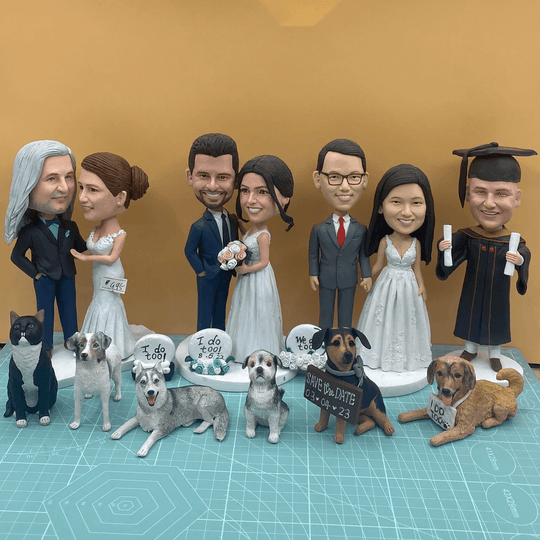 Custom Bobble Head Mini Figurine Old Couple Customized