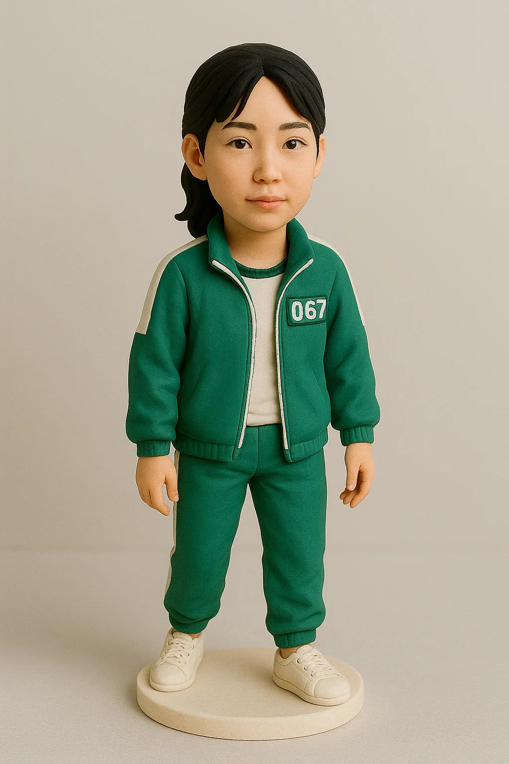 Custom Squid Game Female Bobblehead - Handmade Polymer Clay Figurine Based on Your Photo