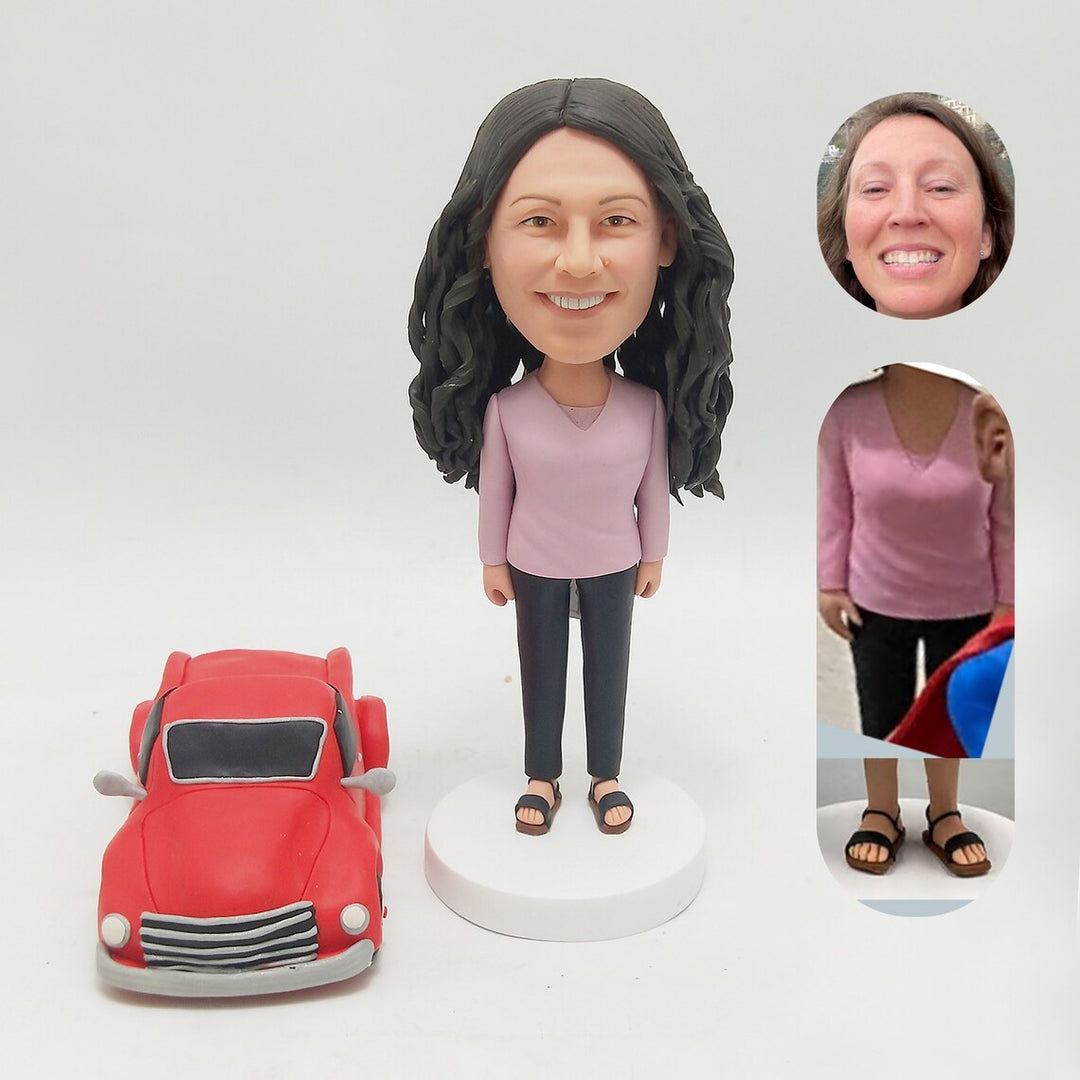 Custom Bobblehead with Car – Personalized Gift for Car Lovers f1