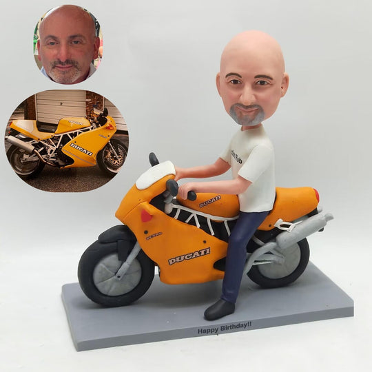 Custom Figurine with Motorbike – Personalized Motorcycle or Scooter Figurine