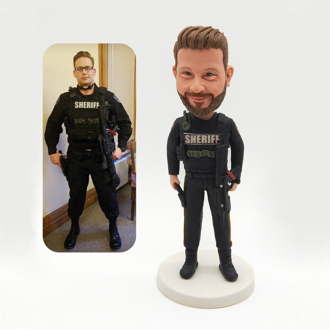 Custom Policeman Bobblehead - Personalized Police Officer Figurine
