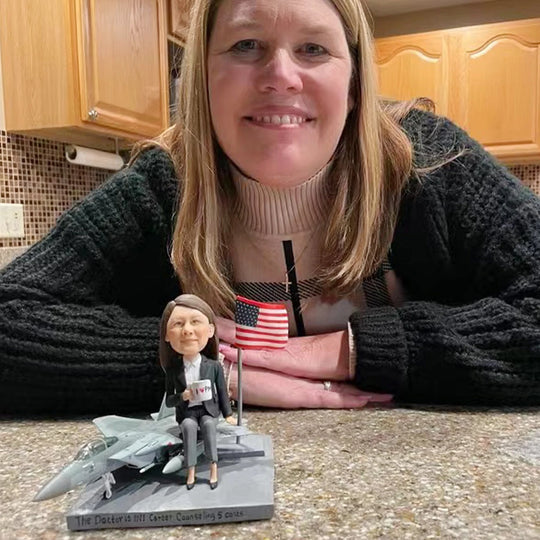 Custom Figurine with Airplane – Personalized Pilot, Flight Crew, or Travel Gift