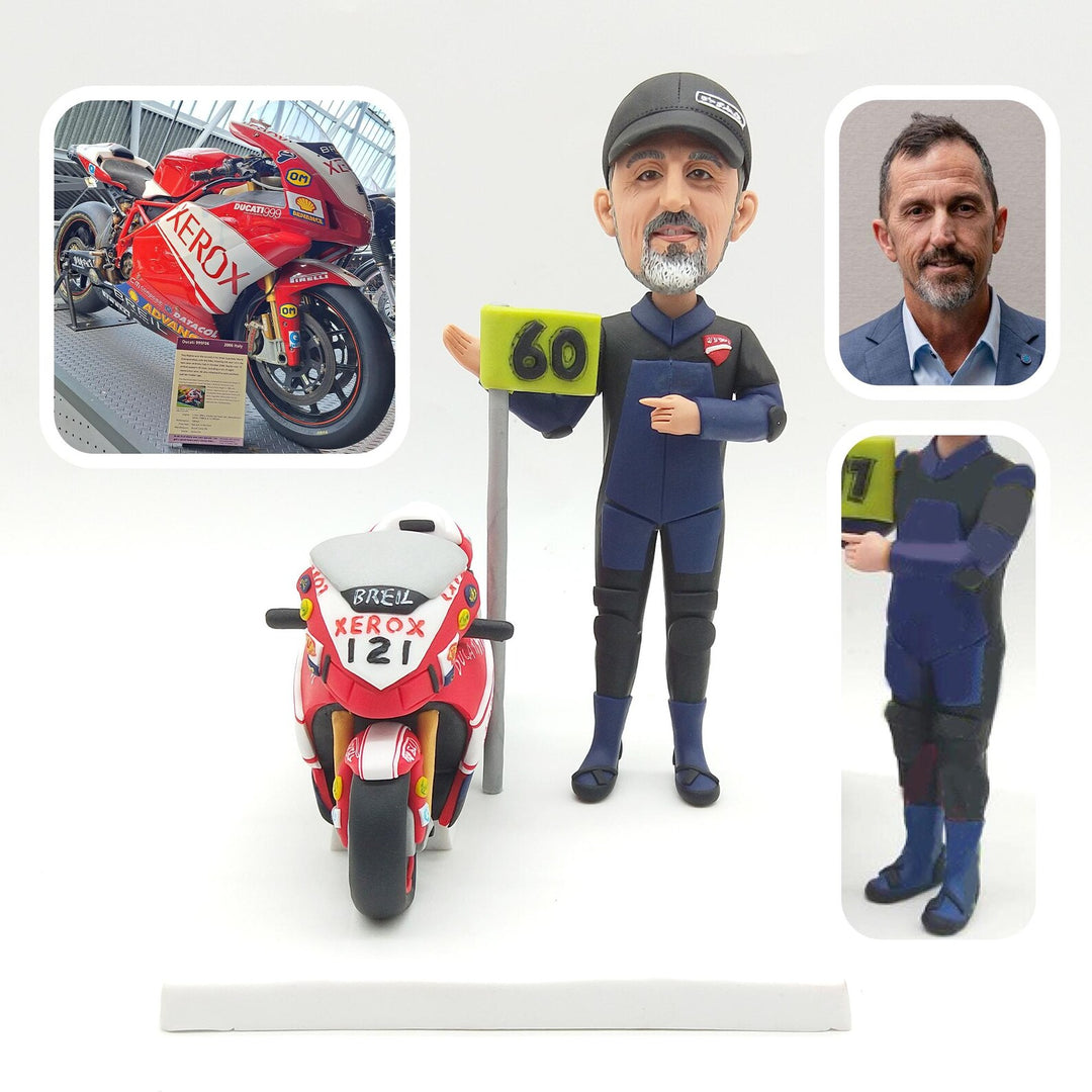 Custom Figurine with Motorbike – Personalized Motorcycle or Scooter Figurine
