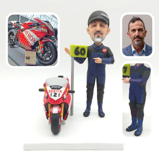 Custom Figurine with Motorbike – Personalized Motorcycle or Scooter Figurine