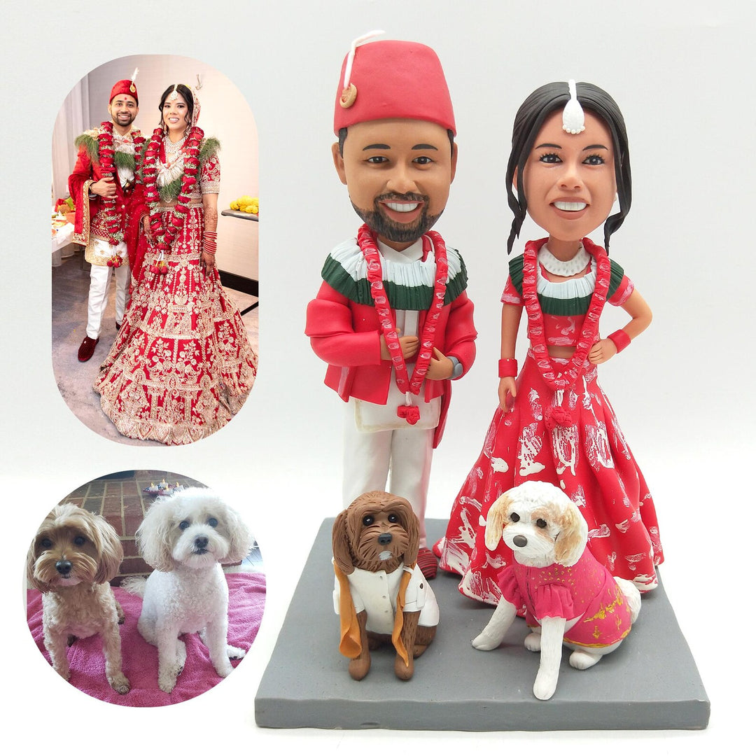 Custom Indian Wedding Bobblehead – Personalized Bride & Groom Figurines