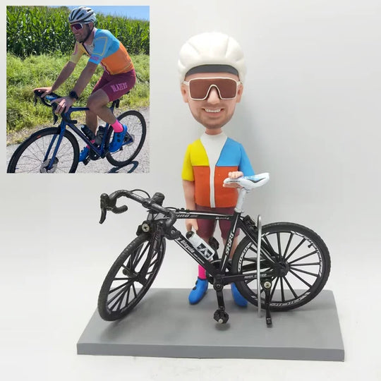 Custom Figurine with Bicycle – Personalized Cyclist Gift