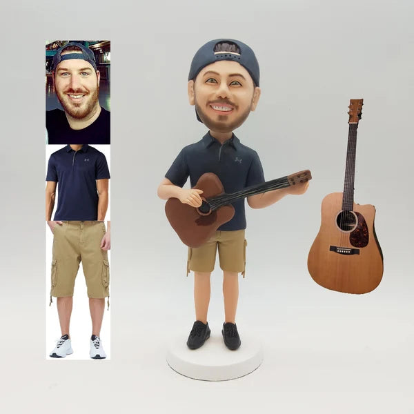 Custom Bobble Head Mini Figurine Guitarist Customized