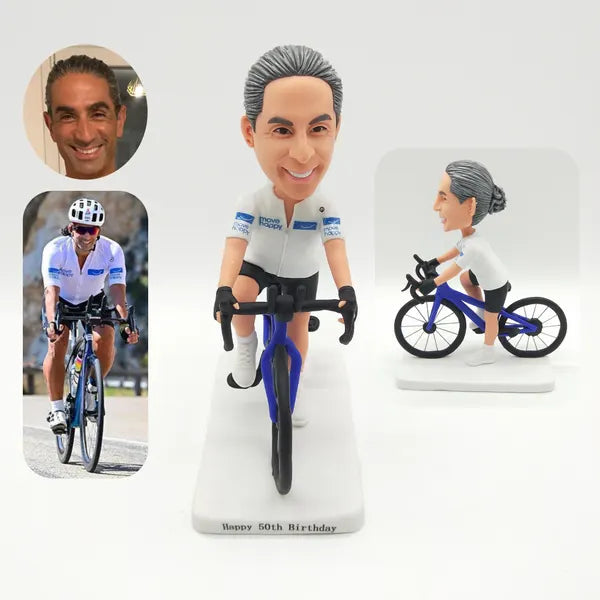 Custom Figurine with Bicycle – Personalized Cyclist Gift