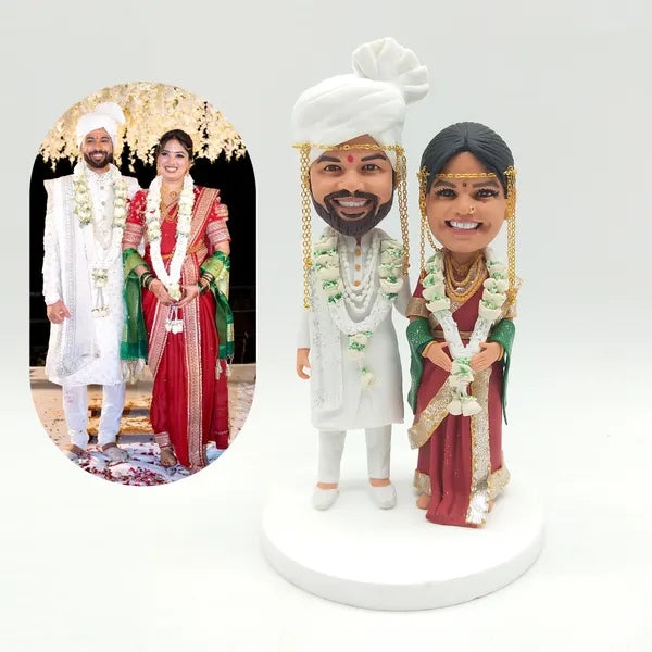 Custom Indian Wedding Bobblehead – Personalized Bride & Groom Figurines