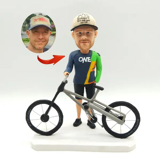 Custom Figurine with Bicycle – Personalized Cyclist Gift