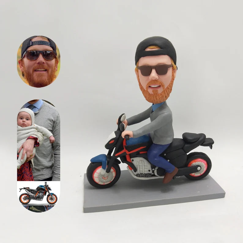 Custom Figurine with Motorbike – Personalized Motorcycle or Scooter Figurine