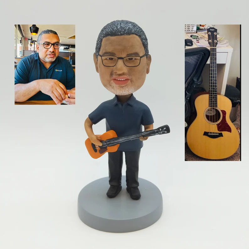 Custom Bobble Head Mini Figurine Guitarist Customized