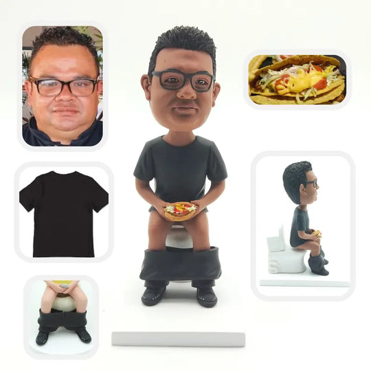 Funny Custom Bobblehead Sitting on Toilet – Personalized Gag Gift