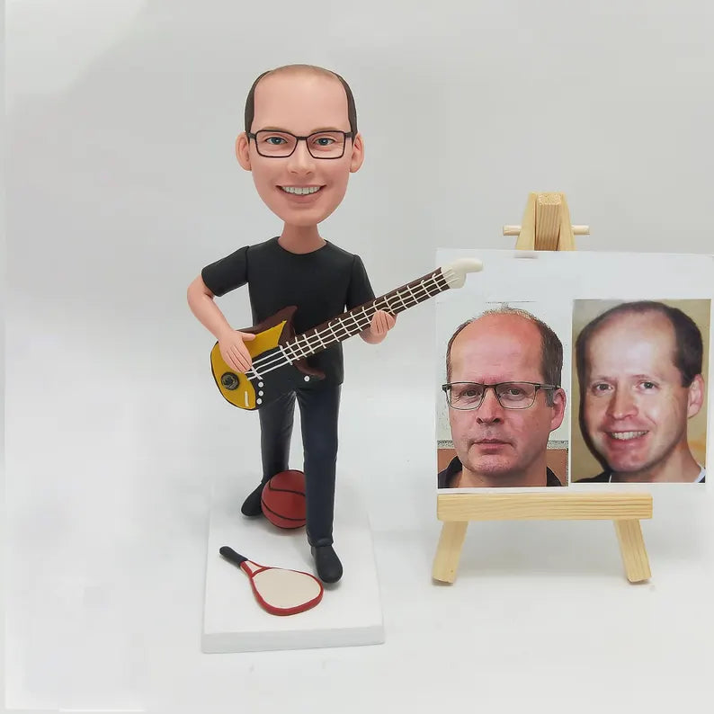 Custom Bobble Head Mini Figurine Guitarist Customized