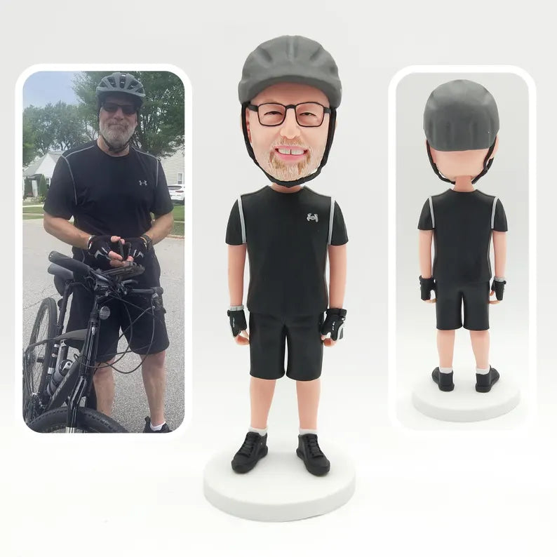 Custom Figurine with Bicycle – Personalized Cyclist Gift