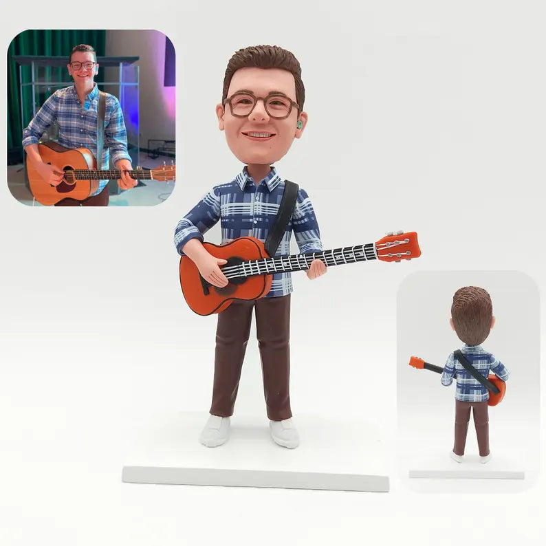 Custom Bobble Head Mini Figurine Guitarist Customized