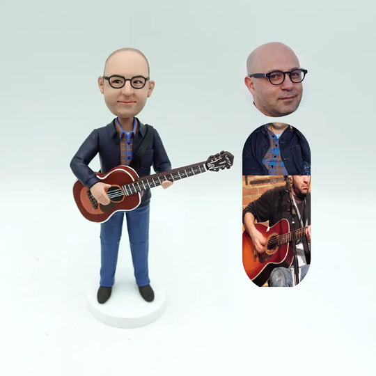Custom Bobble Head Mini Figurine Guitarist Customized