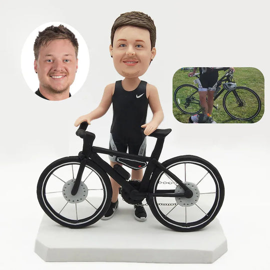 Custom Figurine with Bicycle – Personalized Cyclist Gift