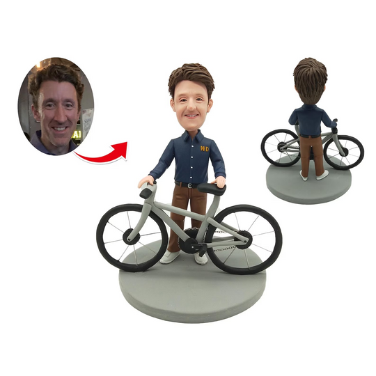 Custom Figurine with Bicycle – Personalized Cyclist Gift