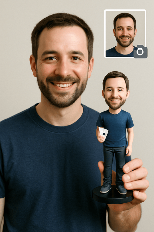 Custom Bobble Head Mini Figurine Poker Player Customized